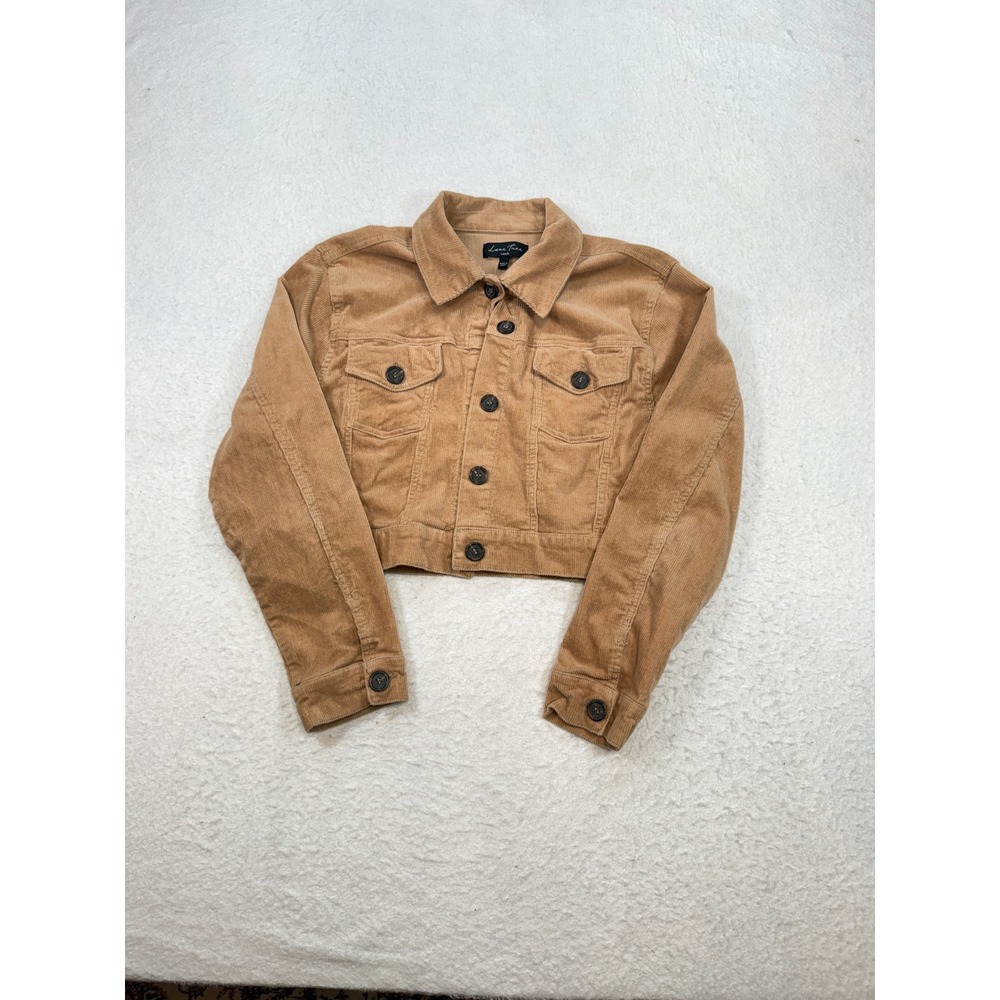Love Tree Tan Corduroy Cropped Trucker Jacket Womens Large Camel Button Up